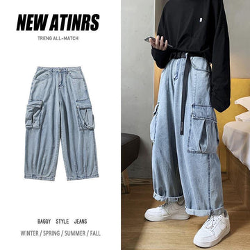Baggy Jeans Trousers Male Denim Pants Black Wide Leg Pants Men's Jeans Loose Casual Korean Streetwear Hip Hop Harajuku aidase-shop